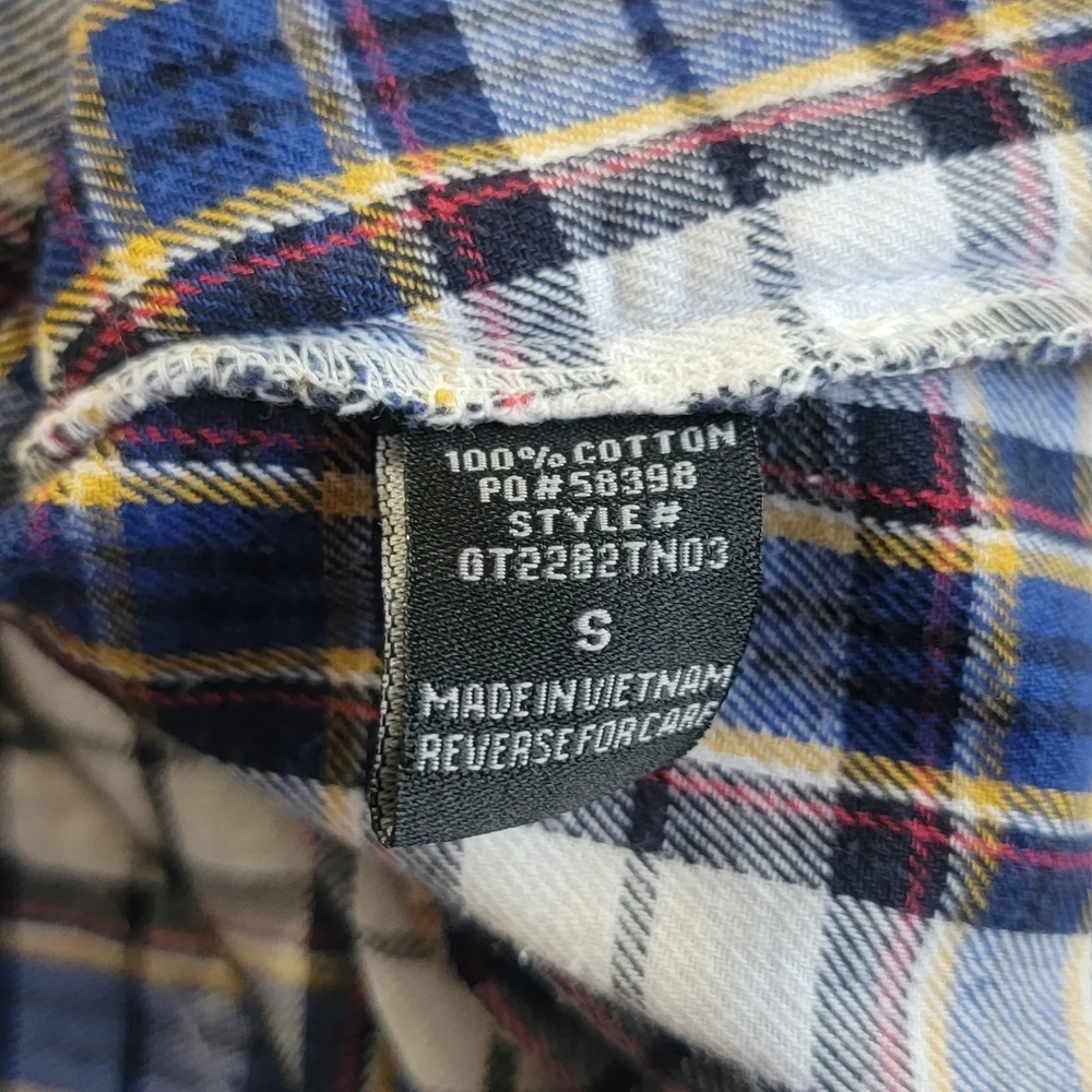 Y2K 100% Cotton Plaid Button Front Long Sleeve Flannel Shirt Women's S - Picture 6 of 11